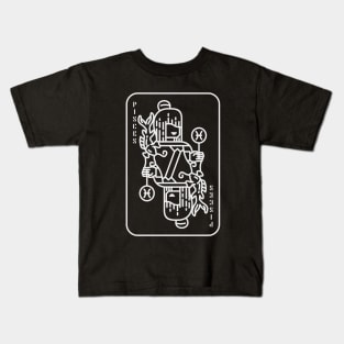 Pisces Zodiac horoscope line art playing card style Kids T-Shirt